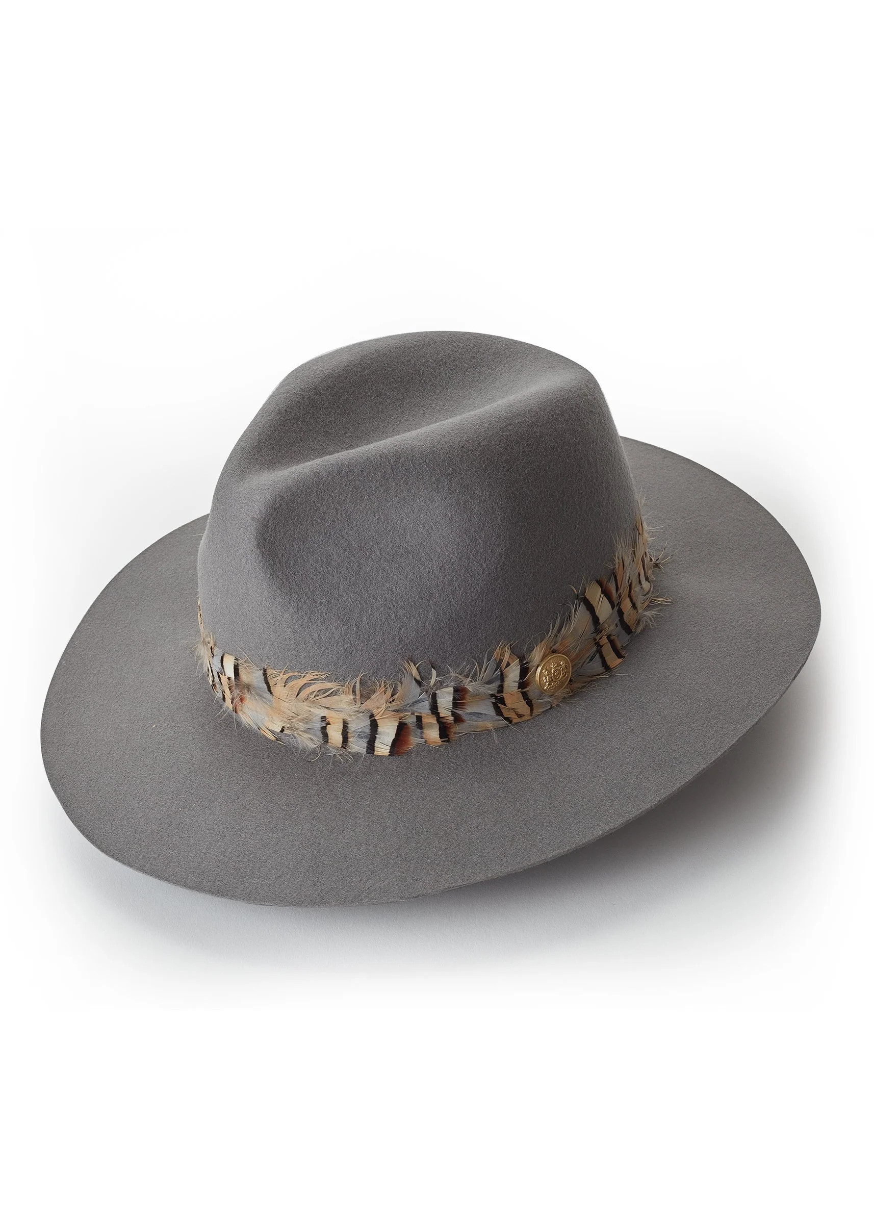 Trilby Hat Double Feather Band (Light Grey) | Holland Cooper
