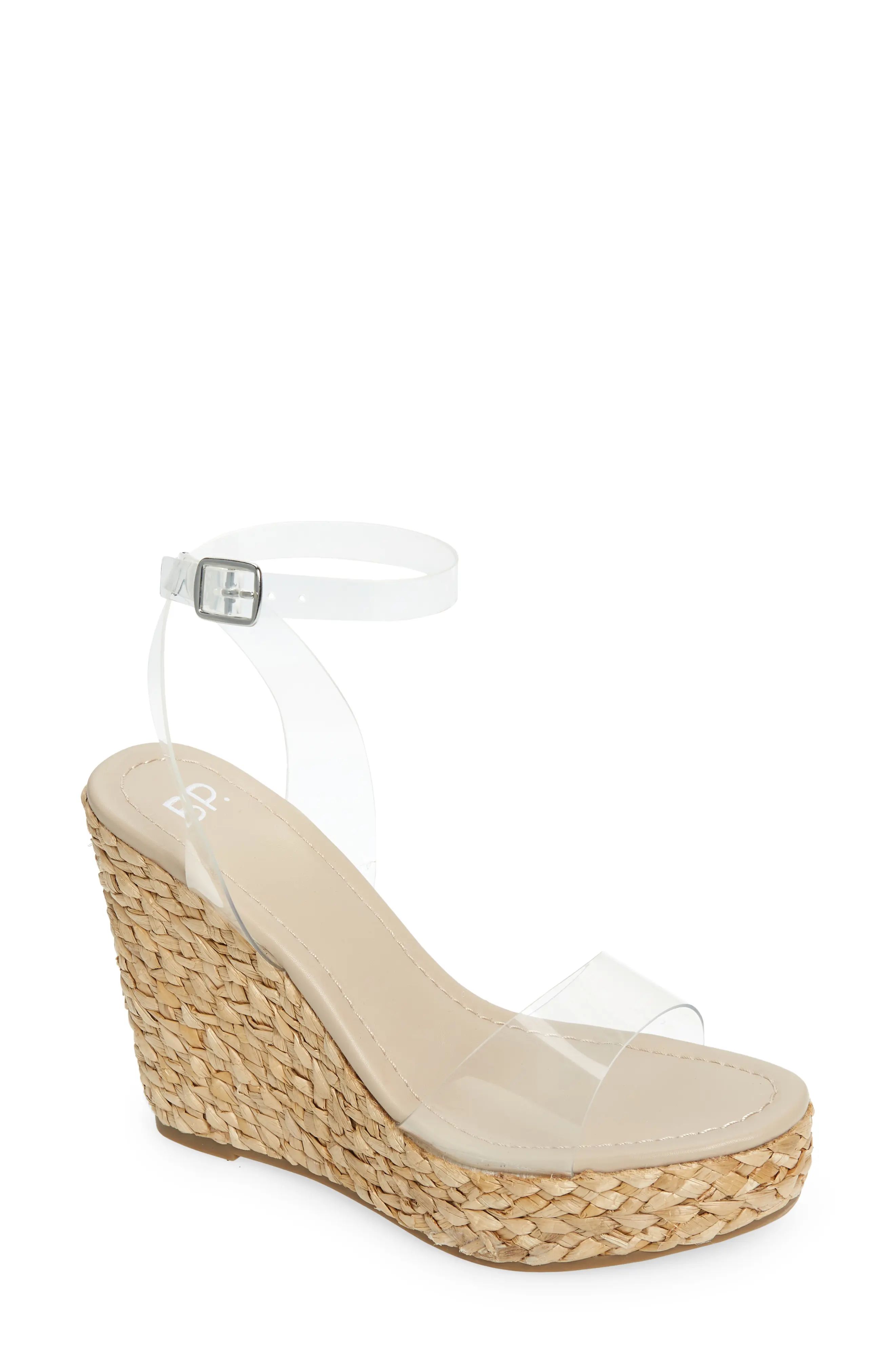 BP. Ginny Espadrille Ankle Strap Wedge Sandal in Clear at Nordstrom, Size 9.5 | Nordstrom