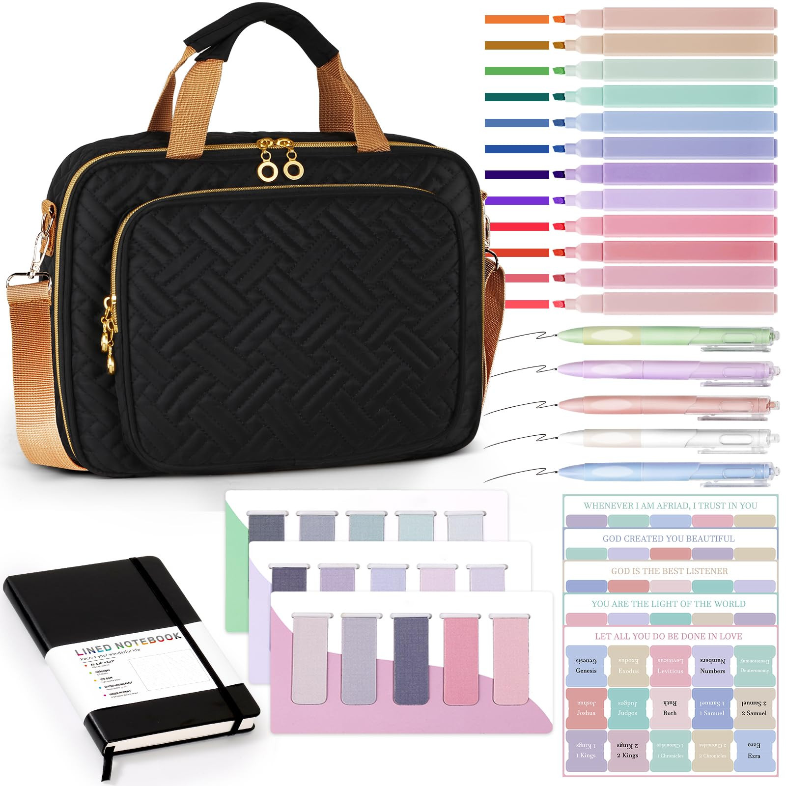 Bible Cover Case for Women - Large Bible Bag with Bible Study Supplies, Journaling Kit Book Carry... | Amazon (US)