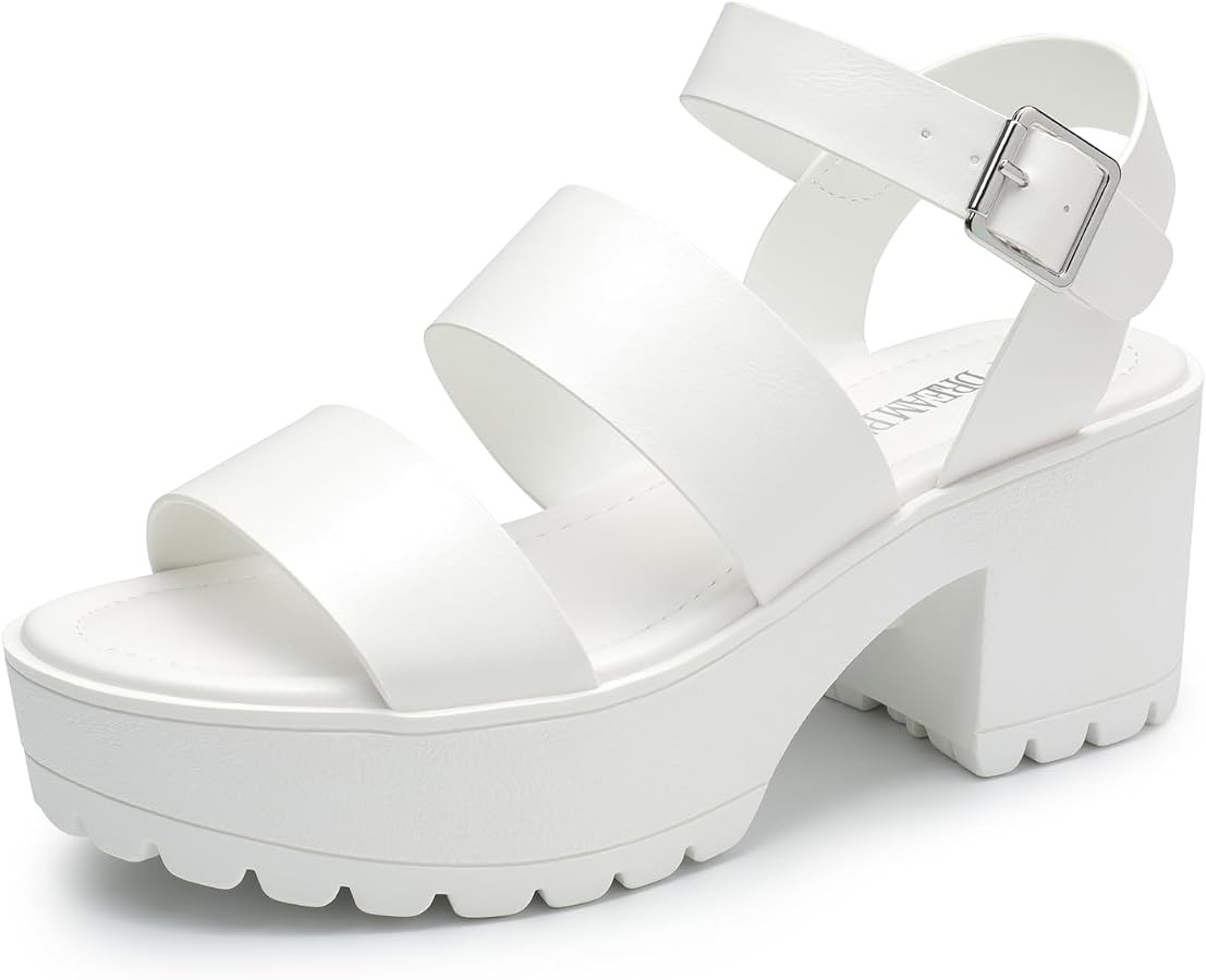 DREAM PAIRS Women's Platform Chunky Low Heel Sandals | Amazon (US)
