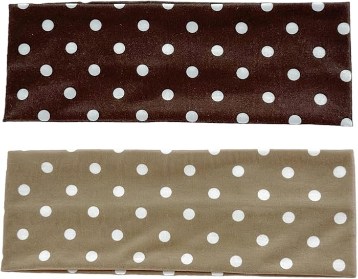 Polka Dot Wide Headbands for Women, 2Pcs Elastic Polka Dots Headband Vintage Design Sports Yoga W... | Amazon (US)