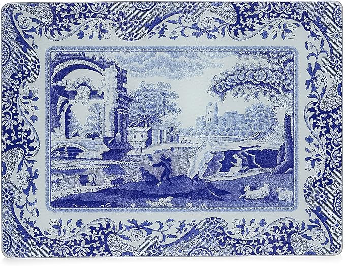 Portmeirion Home & Gifts Blue Italian Glass Worktop Saver, Blue & White, 30 x 40cm | Amazon (US)