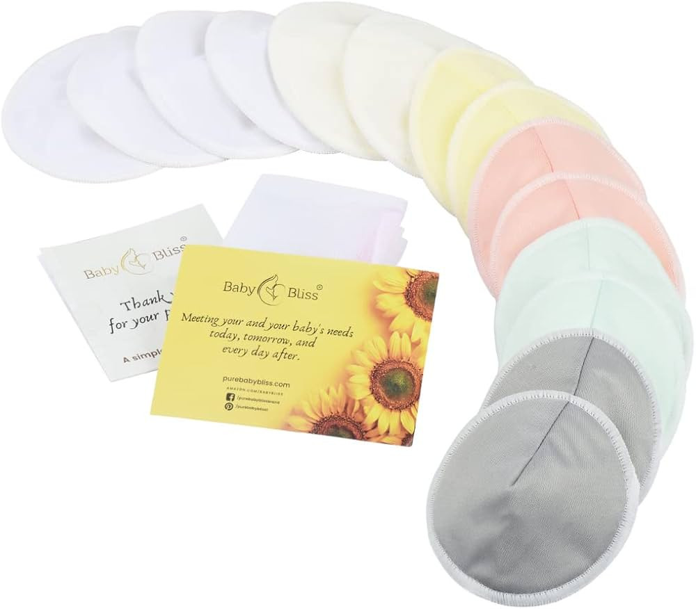 Bamboo Viscose Nursing Pads - 14 Was9hable Pads with Wash and Storage Bags - Breastfeeding Nipple... | Amazon (US)