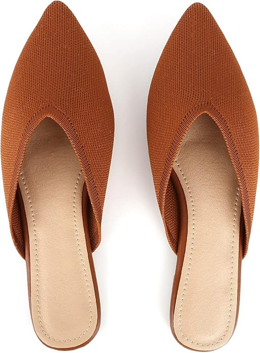 Slocyclub Flat Mules for Women, Closed Pointed Toe Flat Loafers for Ladies, Slip-On Backless Mule... | Amazon (US)