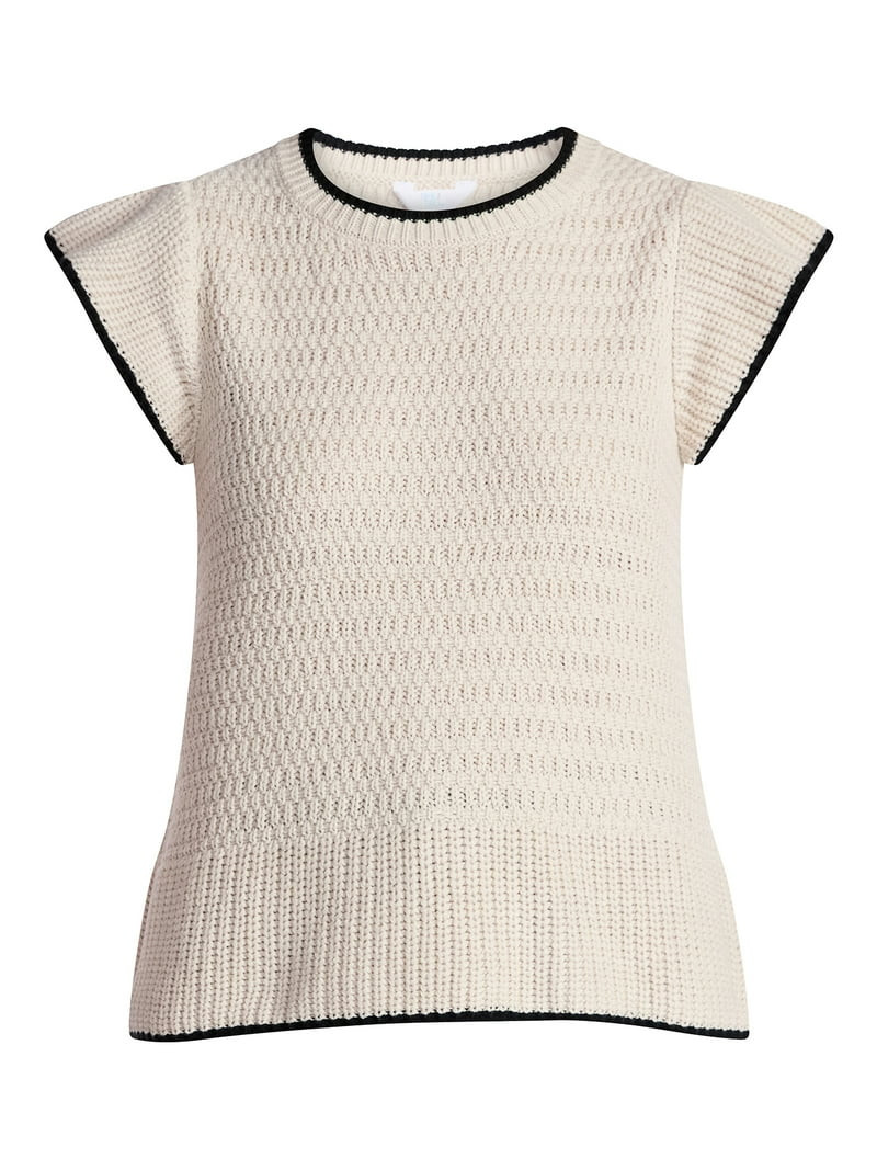 Time and Tru Women's Flutter Sleeve Sweater, Lightweight, Sizes XS-XXXL | Walmart (US)