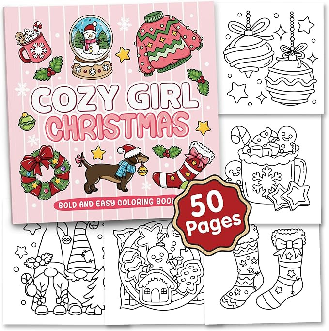 Brightenkidz Cozy Girl Christmas Coloring Book - Cute & Simple Adult Coloring Book with Bold and ... | Amazon (US)