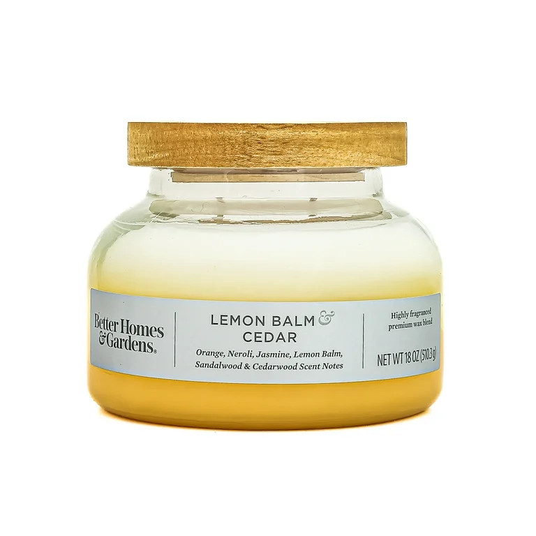 Better Homes & Gardens 18oz Lemon Balm & Cedar Scented 2-Wick Ombre Bell Jar Candle | Walmart (US)