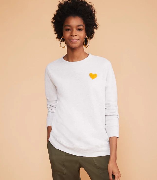 Lou & Grey Conscious Cotton Heart Patch Sweatshirt | LOFT | LOFT