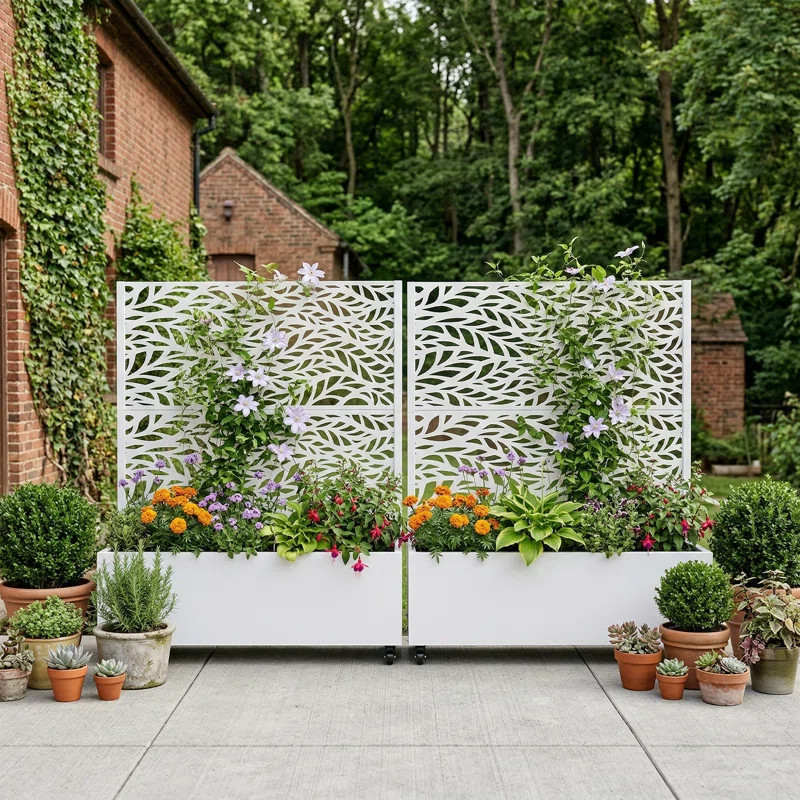Metal Planter Box with Trellis with Wheels(Set of 2) | Wayfair North America