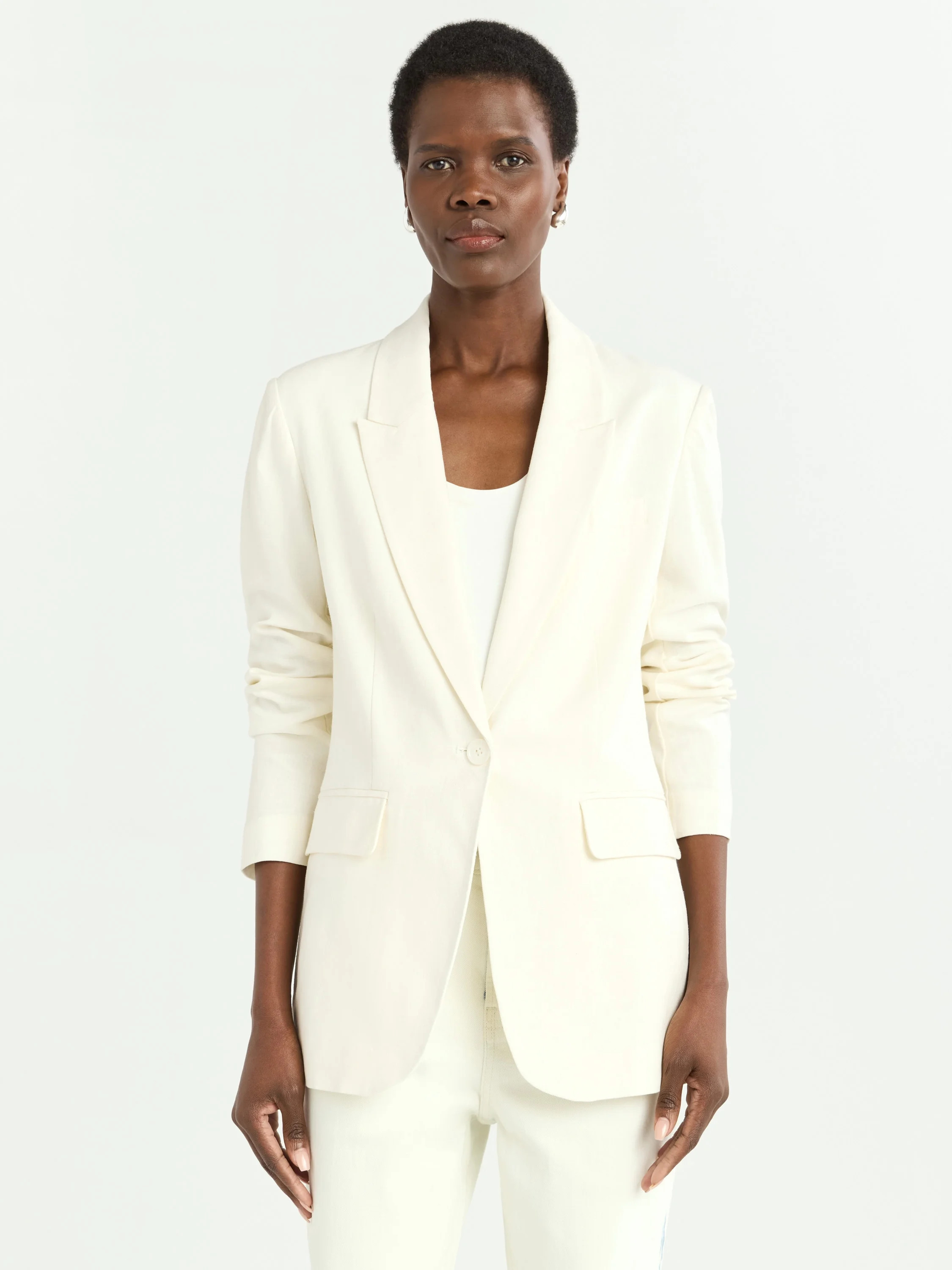Scoop Women's and Women's Plus Ultimate One Button Linen Blend Blazer, Sizes XS-4X | Walmart (US)