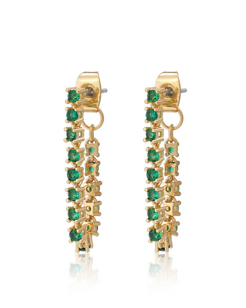 Ballier Chain Studs- Emerald Green- Gold | LUV AJ