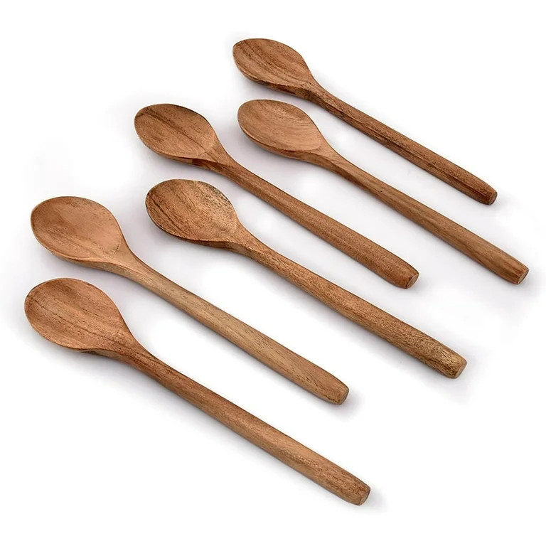 6Pcs Cooking Spoons Acacia Wood Spoons for Baking, Tasting, Mixing, Stirring with Long Comfortabl... | Walmart (US)