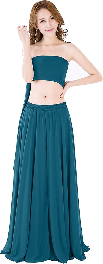 Summer Chiffon High Waist Pleated Big Hem Floor/Ankle Length Beach Maxi Skirt for Women Wedding P... | Amazon (US)