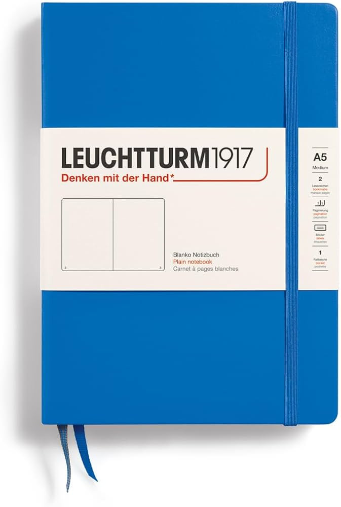 LEUCHTTURM1917 - Notebook Hardcover Medium A5-251 Numbered Pages for Writing and Journaling (Sky,... | Amazon (US)