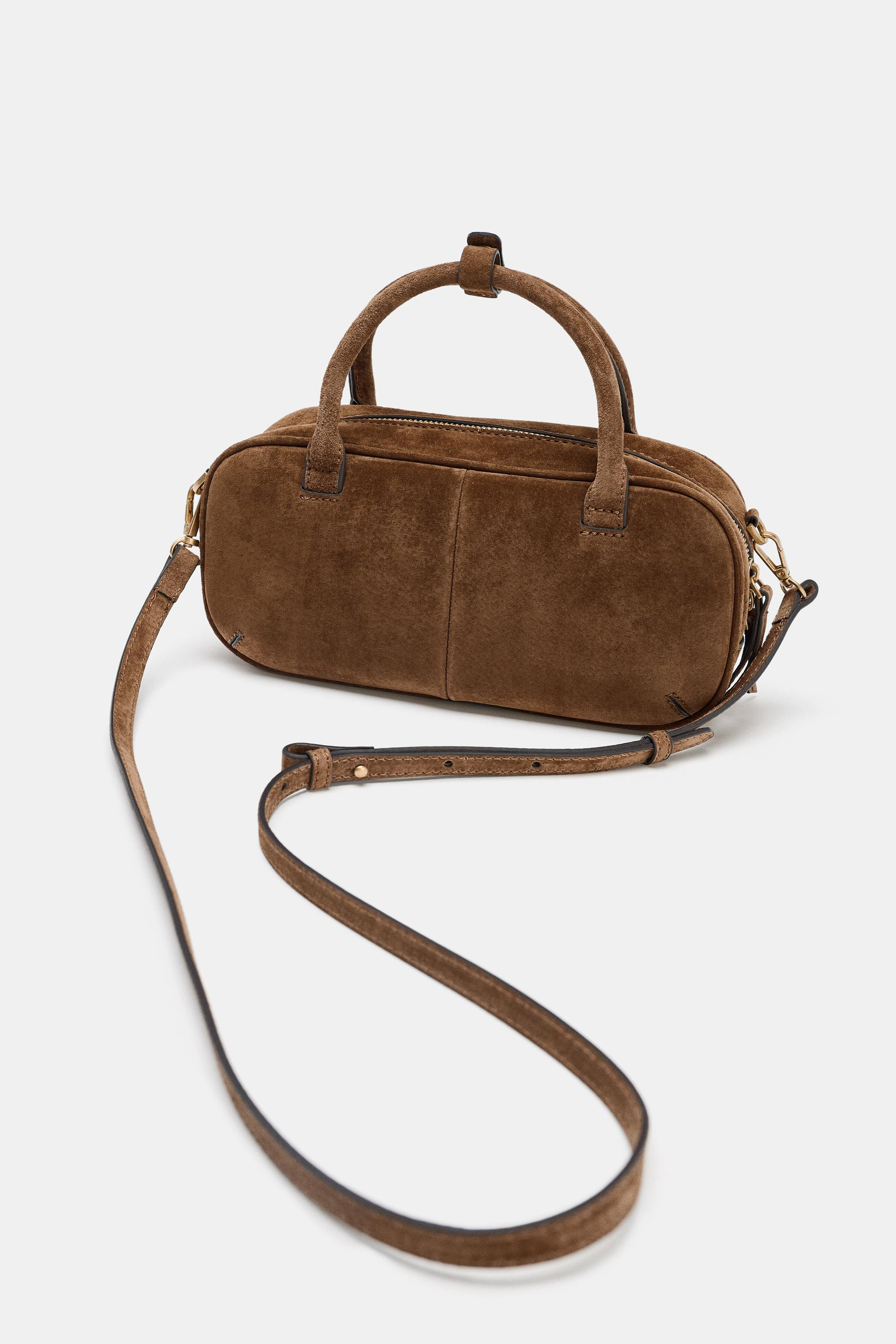 MINI SPLIT LEATHER BOWLING BAG | Zara US