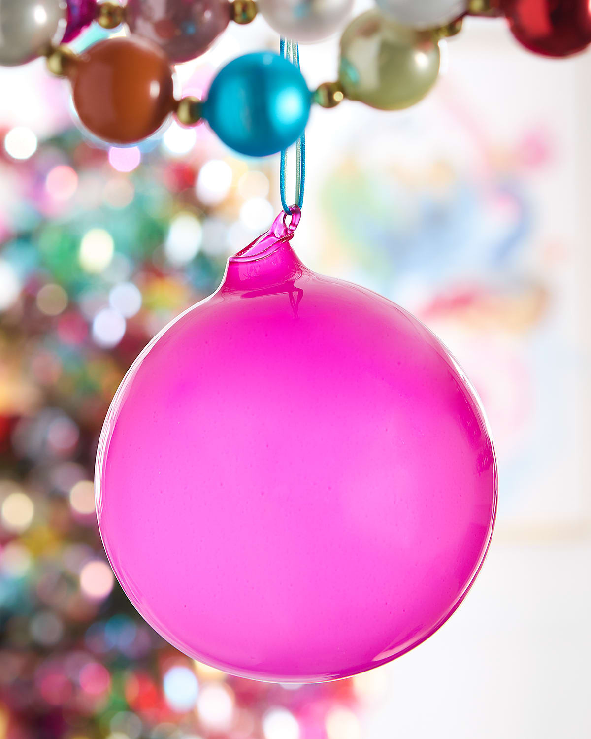 Bubblegum Glass Ball Ornament, Fuschia | Neiman Marcus