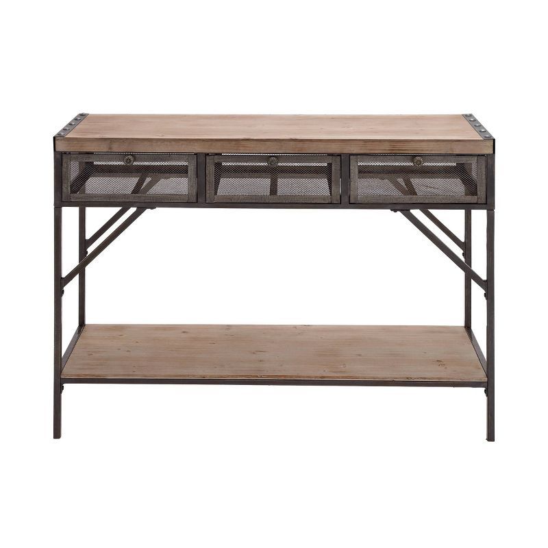 Industrial Console Table with Screen Drawers Brown - Olivia & May | Target