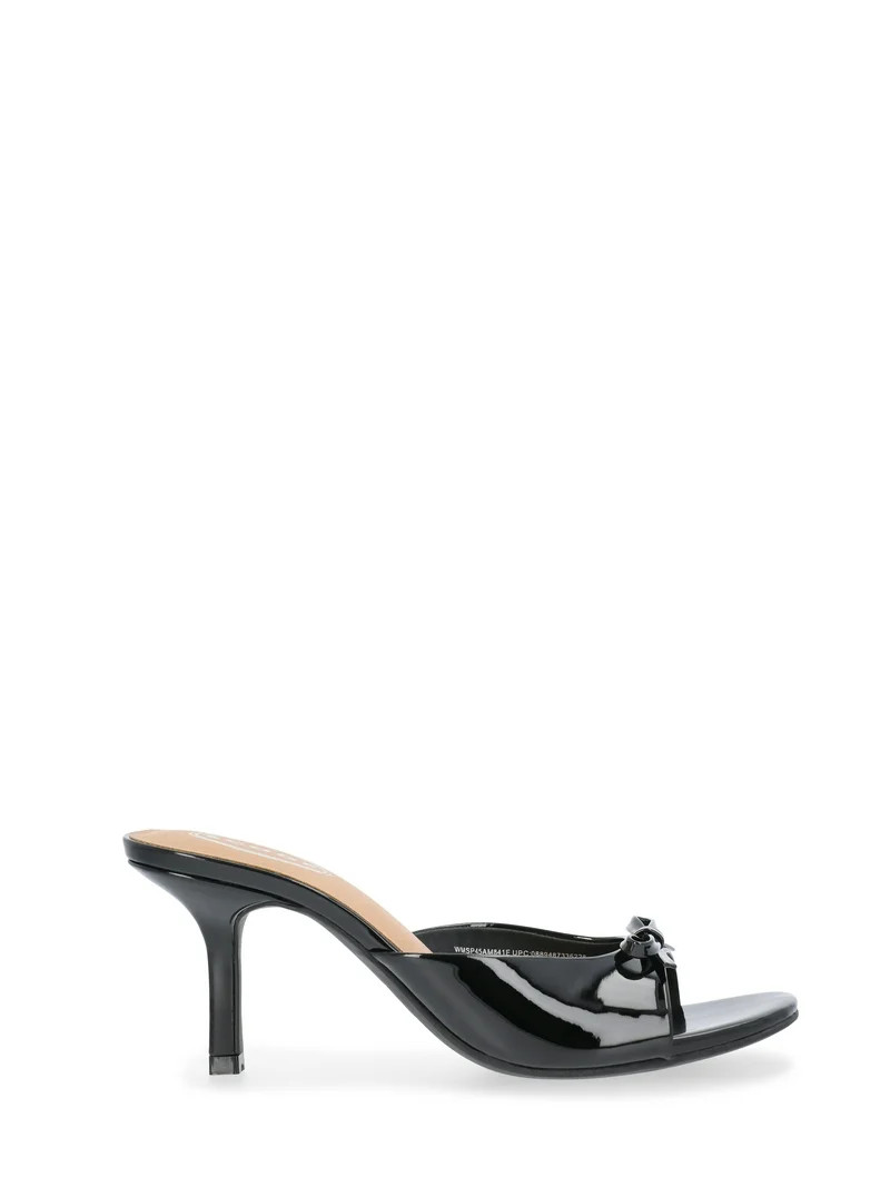 Scoop Women's Patent Faux Leather Open Toe Bow Mule Heels | Walmart (US)