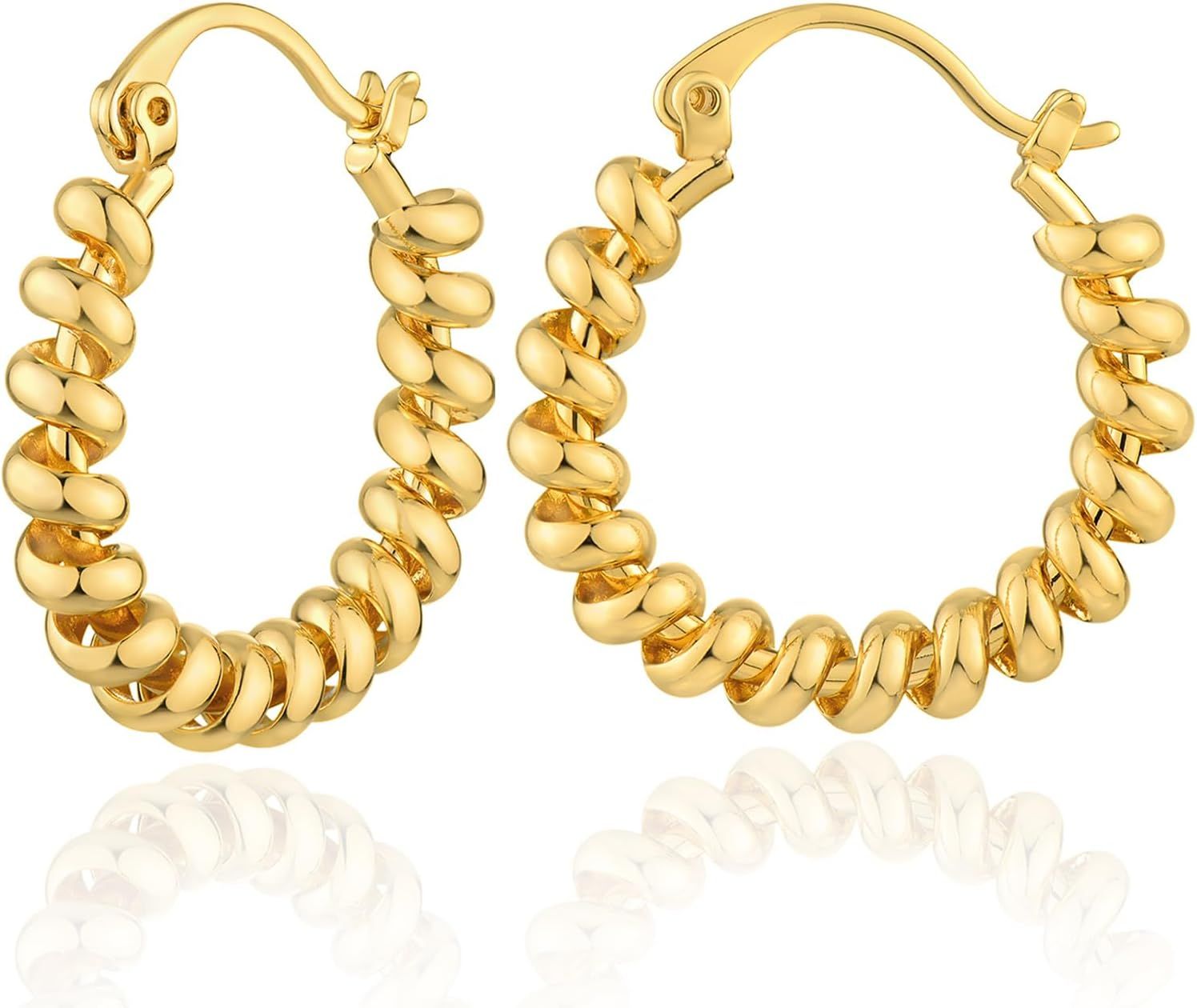 MEVECCO Gold Hoop Earrings for Women 18K Gold Plated Oval Hoop Earrings Simple Hypoallergenic Big... | Amazon (US)