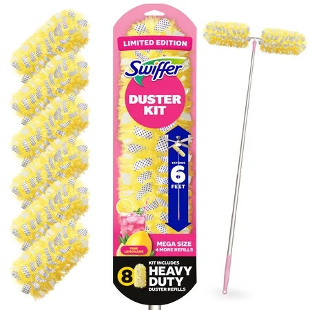 Swiffer Pink Limited Edition Duster Kit with 6 ft Super Extendable Handle, Heavy Duty Starter Kit with 8 Refills, Pink Lemonade Scent | Walmart (US)