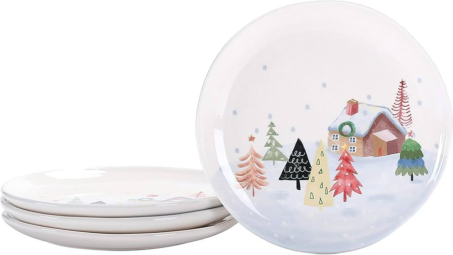 Bico Nordic Village Ceramic Salad Plates, 8.75 inch, Set of 4, for Salad, Appetizer, Microwave & ... | Amazon (US)