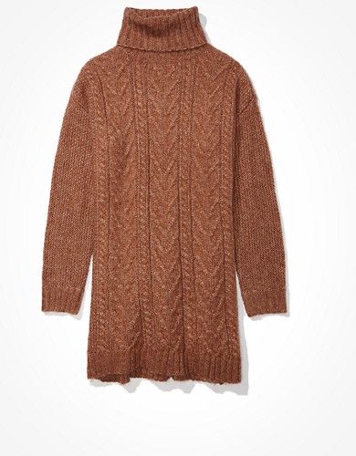 AE Cable Knit Turtleneck Sweater Dress | American Eagle Outfitters (US & CA)