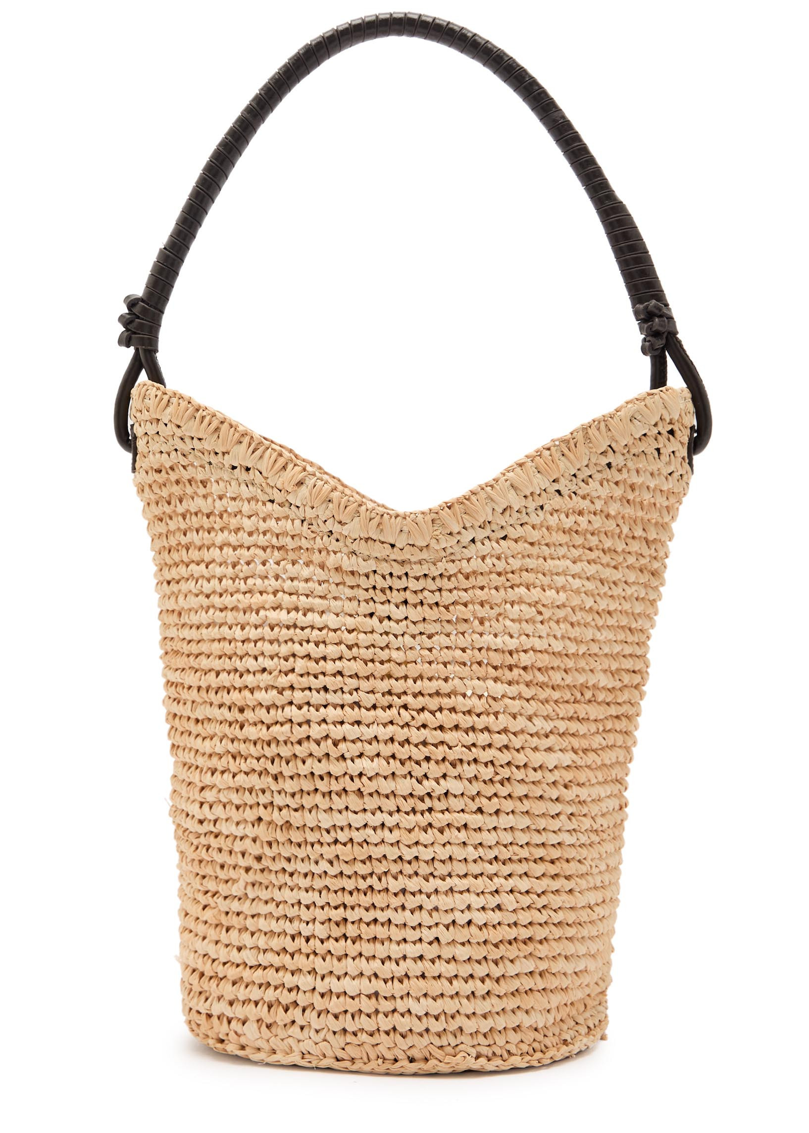 Lani leather and raffia bucket bag | Harvey Nichols