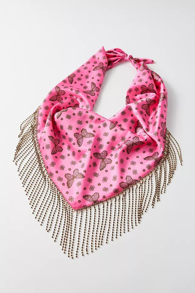 Rhinestone Tassel Silky Scarf | Urban Outfitters (US and RoW)