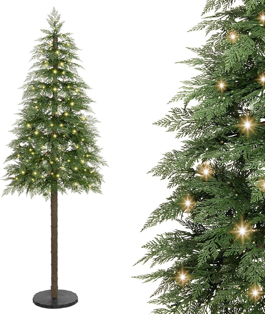 Decoway 7FT Artificial Christmas Tree with 350 Warm White Led Lights, Pre-Lit Xmas Tree with Real... | Amazon (US)
