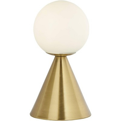 360 Lighting Mobley 10 1/2" High Small Mid Century Modern Glam Luxe Accent Table Lamp Gold Metal Single Glass White Shade Living Room Bedroom Bedside | Target