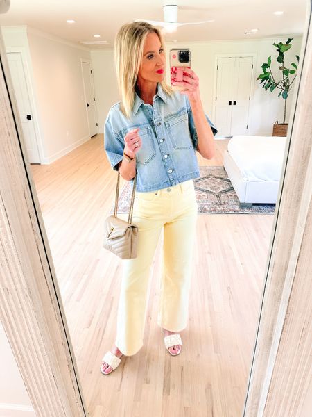 Obsessed with these yellow pants! 

Old Navy pants / wide legged pants / Target / Target sandals / denim top / Madewell top 