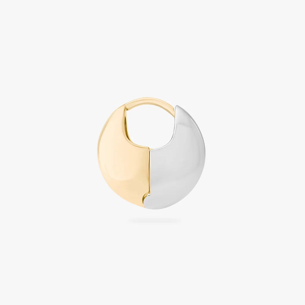 Two Tone Chunky Crescent Huggie | Studs