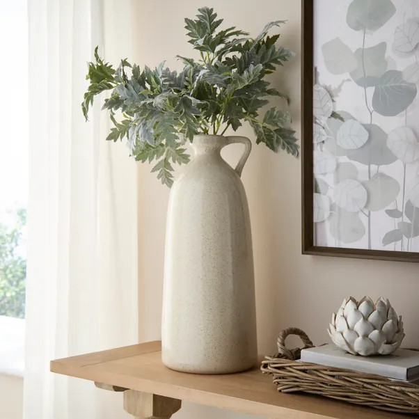 Tall Ivory Bottle Vase with Handle | Dunelm