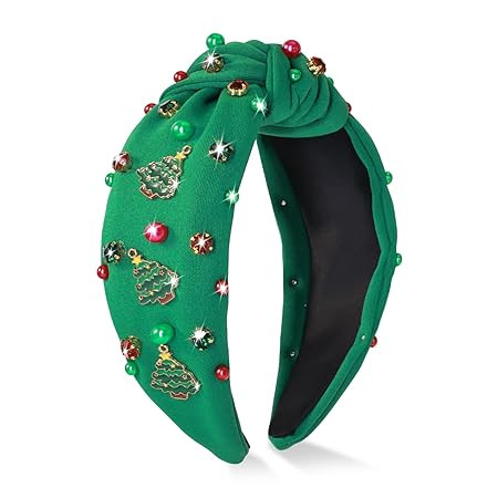 Christmas Knotted Headbands for Women, Christmas Tree Rhinestone Wide Knotted Headband, Crystal J... | Amazon (US)