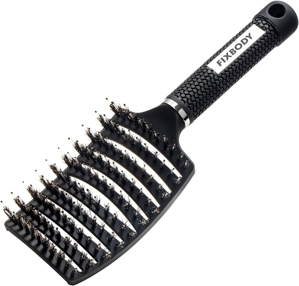 FIXBODY Boar Bristle Hair Brush - Curved & Vented & Oversize Design Detangling Hair Brush for Wom... | Amazon (US)