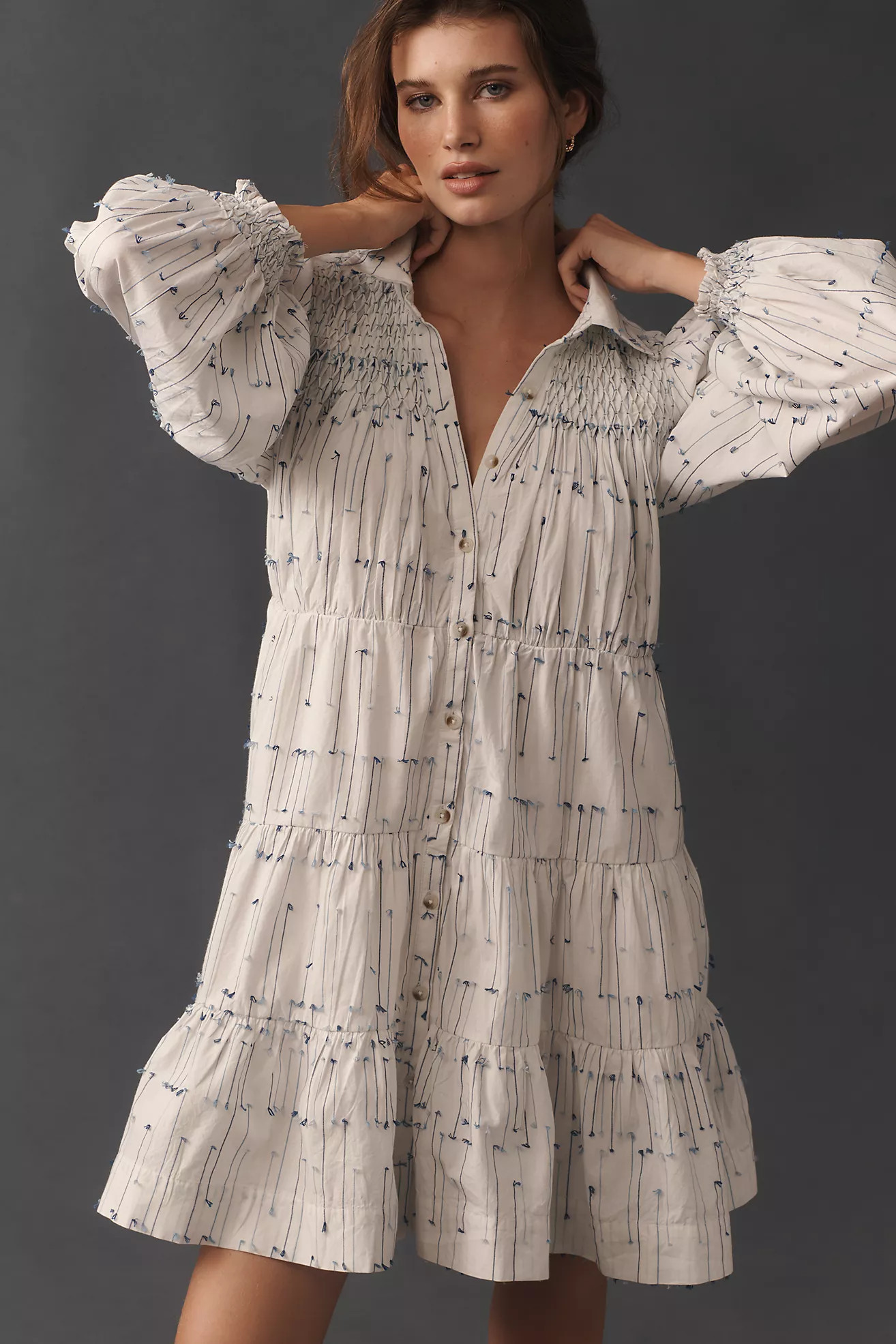 Maeve Tiered Collared Mini Dress | Anthropologie (US)