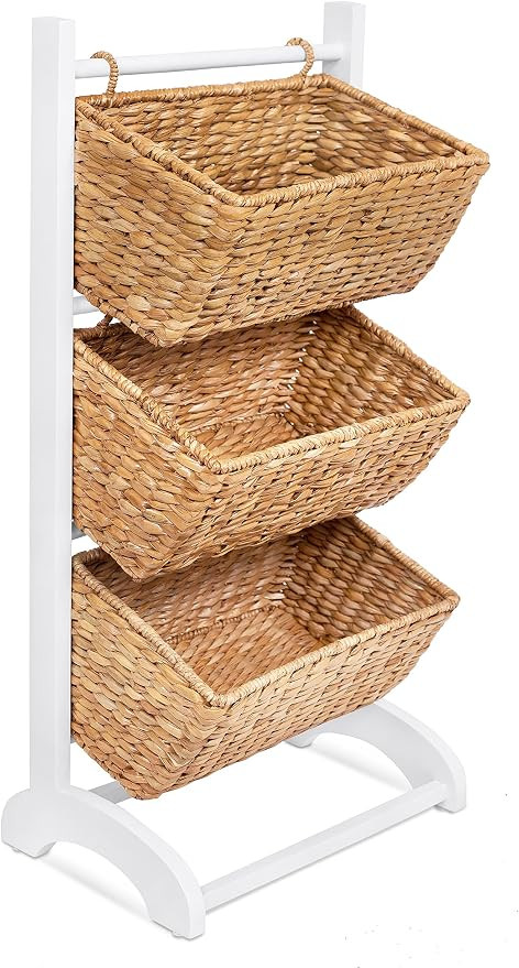 BIRDROCK HOME 3 Tier Abaca Storage Cubby (Natural) - 3 Baskets Made of Durable Seagrass Fiber - S... | Amazon (US)