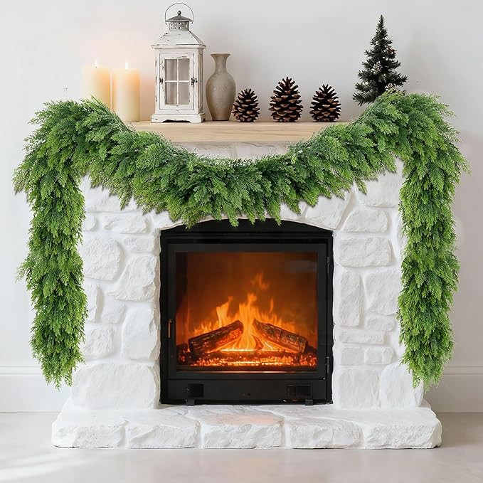 9FT Realistic Christmas Cedar Garland, Artificial Christmas Garland Real Touch Greenery Faux Pine... | Amazon (US)
