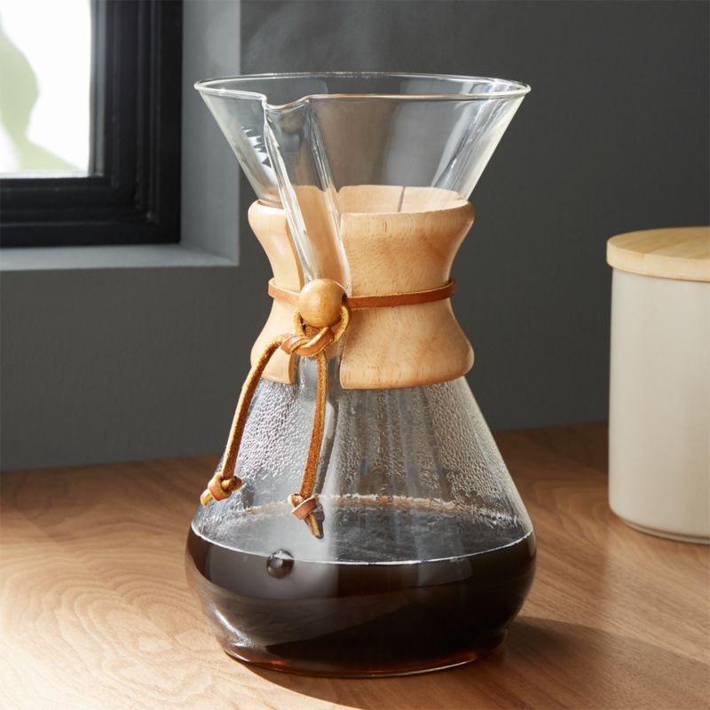 Chemex 8-Cup Glass Pour-Over Coffee Maker with Natural Wood Collar + Reviews | Crate & Barrel | Crate & Barrel