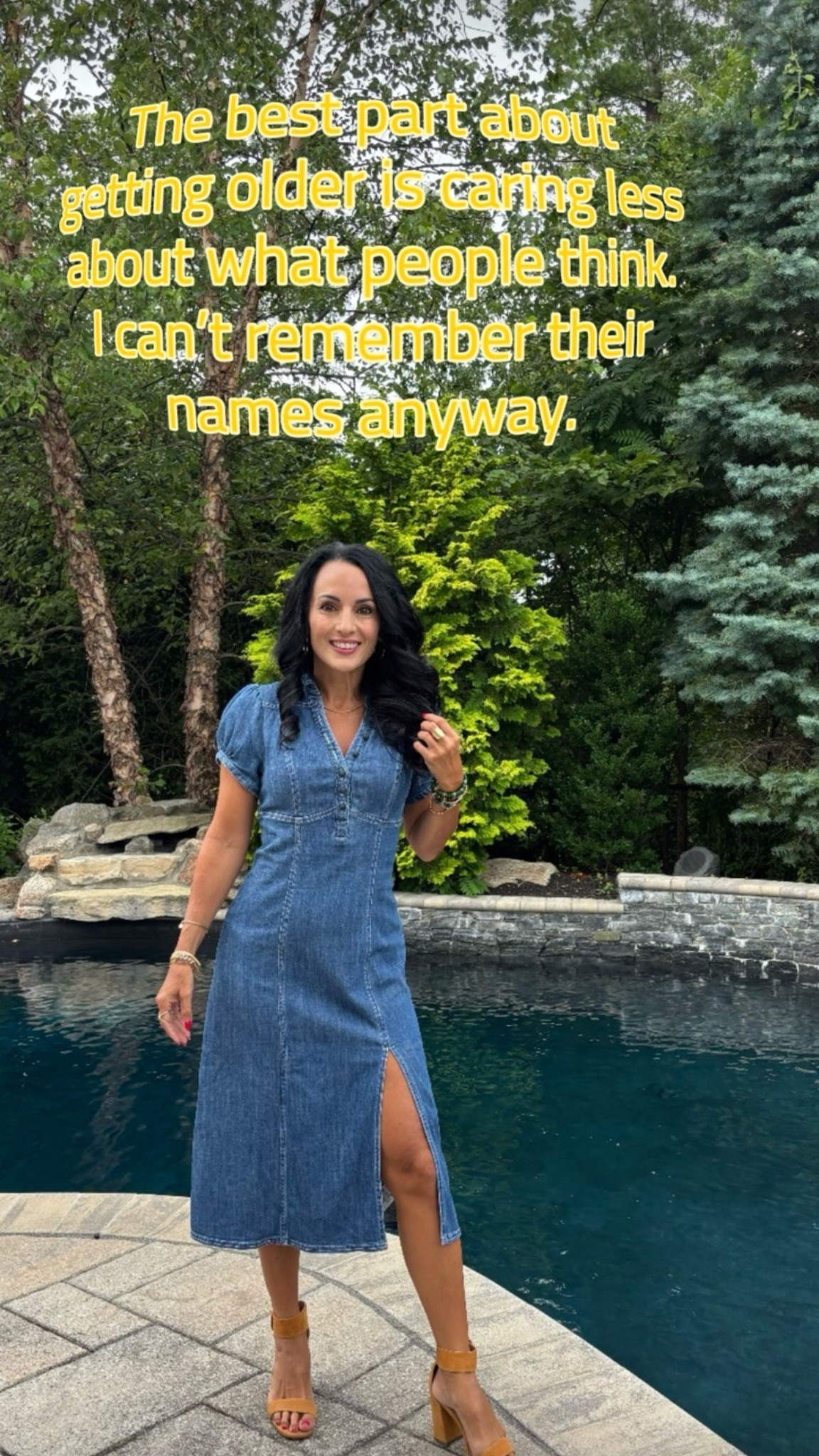 The cutest denim dress 
Perfect to transition to fall

#LTKootd #LTKSeasonal #LTKOver40