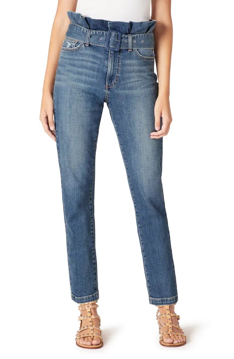 The Dani Distressed Paperbag High Waist Straight Leg Jeans | Nordstrom