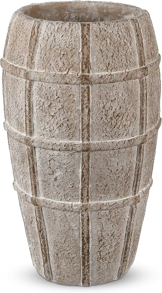 Briful Rustic Terracotta Flower Vase for Home Decor 12" Brown Farmhouse Textured Barrel-Style Cer... | Amazon (US)