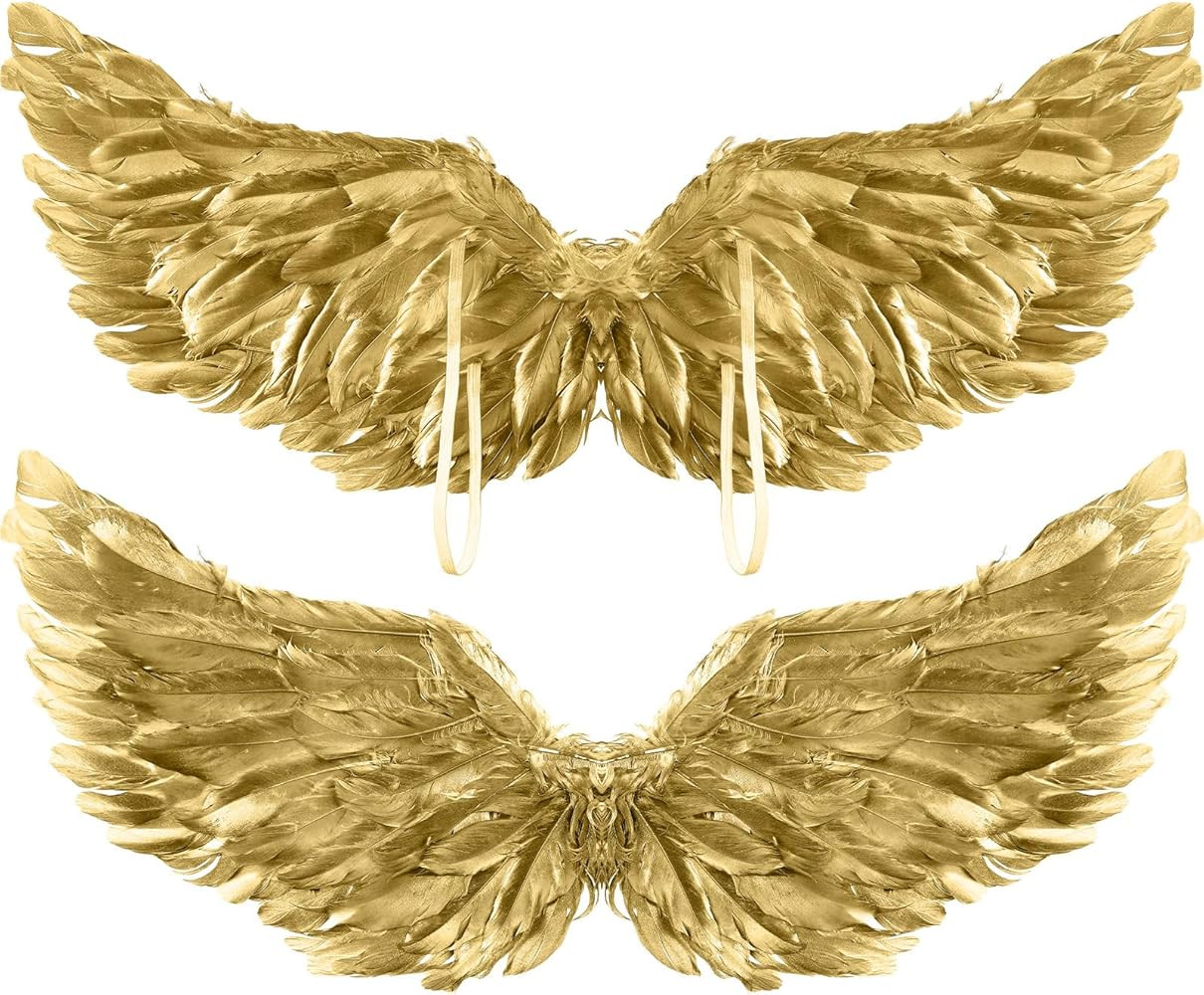 Jenaai 2 Pieces Halloween Angel Wings Feather Wings with Elastic Straps Cosplay Wing for Hallowee... | Amazon (US)