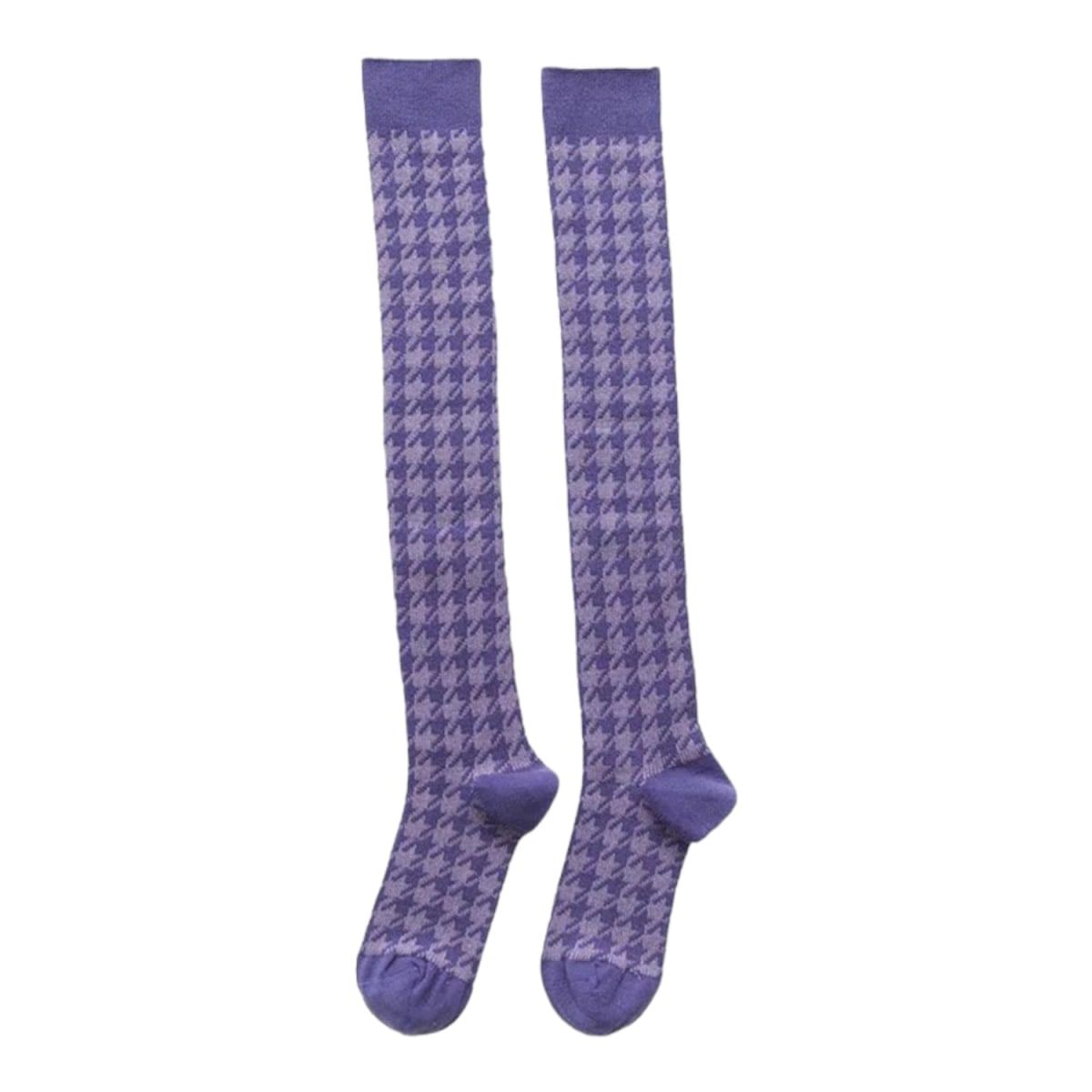 Houndstooth Knee High Socks Lilac | Wolf & Badger (US)