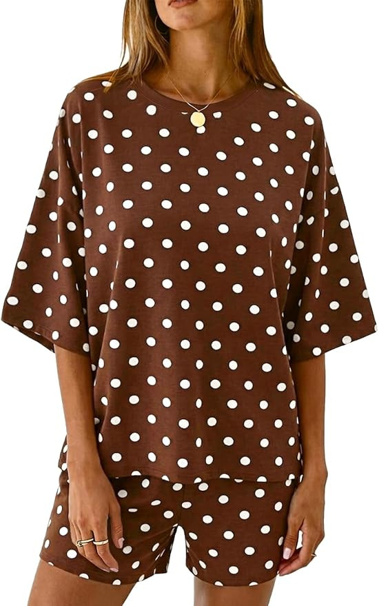 Tankaneo Womens Pajama Sets 3/4 Sleeve Oversized Tops & Loose Fit Shorts Lounge Set with Pockets ... | Amazon (US)