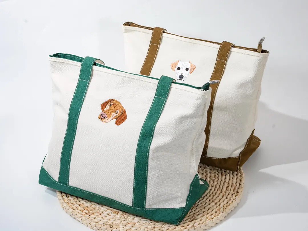 Custom Pet Portrait Embroidered Tote Bag, Dog Mom Gift - Etsy | Etsy (US)