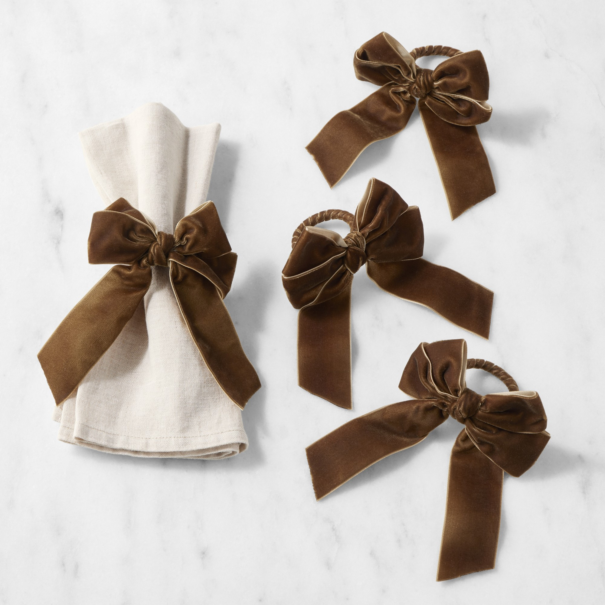 Velvet Bow Napkin Rings, Set of 4 | Williams-Sonoma