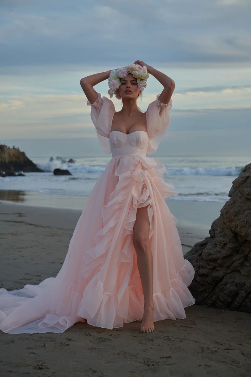 The Peach Fuzz in Bloom Bridal Gown | Selkie Collection