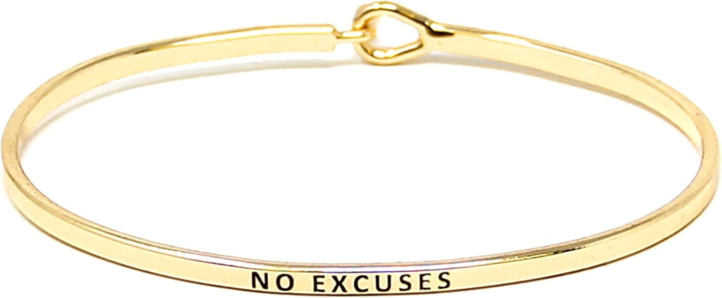 by you Inspirational Positive Message Engraved Thin Cuff Bangle Hook Bracelet | Amazon (US)