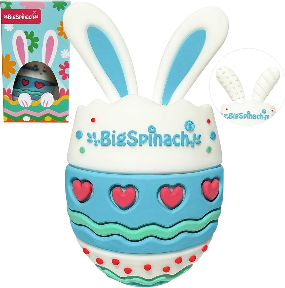 Easter Egg Baby Teether,Baby Teething Toy for Pain Relief,Silicone Bunny Rabbit Teether,Easter Gi... | Amazon (US)